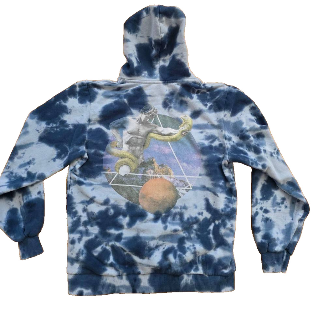 Elevenparis Mens Tie Dye Hoodie Sweatshirt cotton Greek God Blue Medium A001246